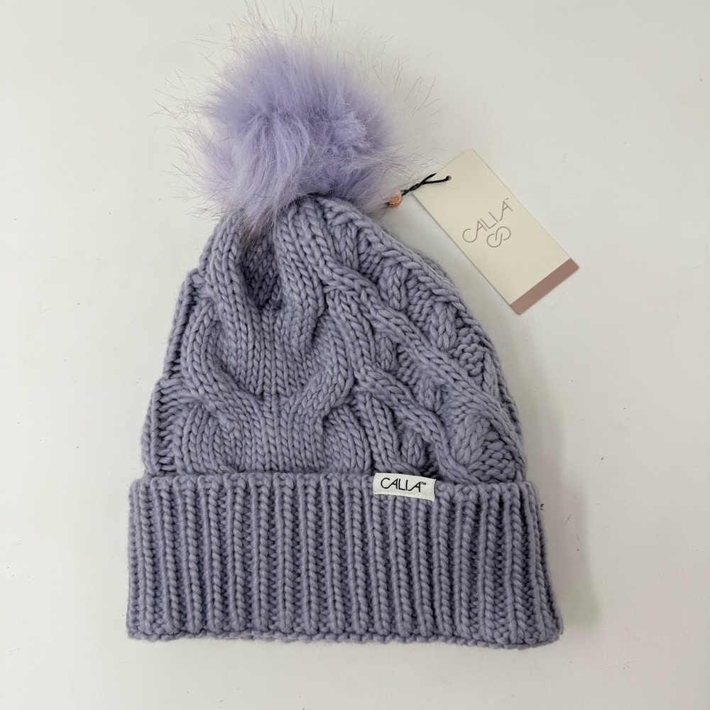 CALIA by Carrie Underwood Knit Pom Beanie Lilac Purple One Size NWT